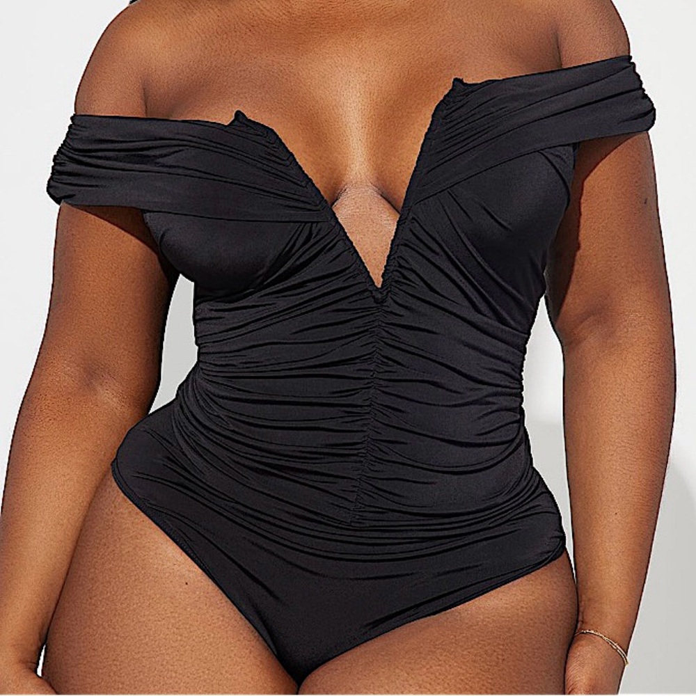 Black Plunge Bodysuit Top